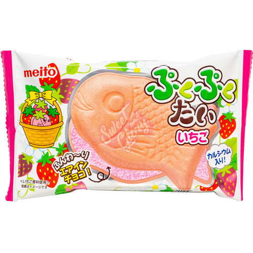 Meito Puku Puku Tai Strawberry Aerated Chocolate (Japan) 17g - 10ct