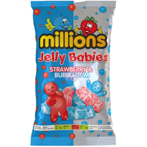 Millions Strawberry & Bubblegum Jelly Babies 150g - 10ct