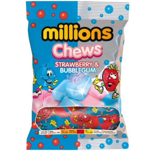 Millions Chews Strawberry & Bubblegum 120g - 12ct