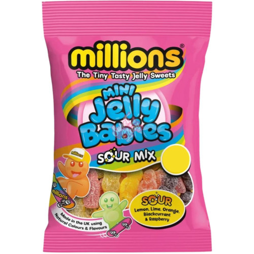 Millions Mini Jelly Babies Sour Mix 100g - 12ct