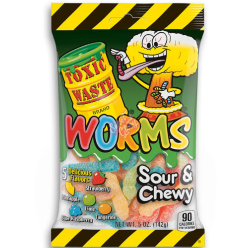 Toxic Waste Worms Pag Bag 142g - 12ct