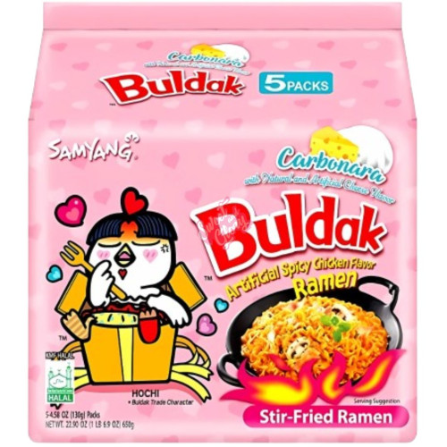 Samyang Buldak Hot Chicken Carbonara 5 Pack 130g - 8ct