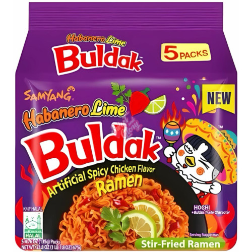 Samyang Buldak Hot Chicken Habanero Lime 5 Pack 135g - 8ct