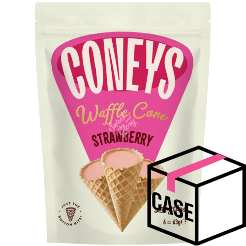 Coney's Waffle Cone Strawberry 63g - Case