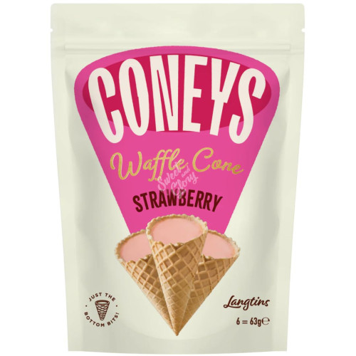 Coney's Waffle Cone Strawberry 63g - 12ct