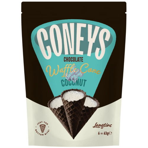 Coney's Chocolate Waffle Cone Coconut 63g - 12ct
