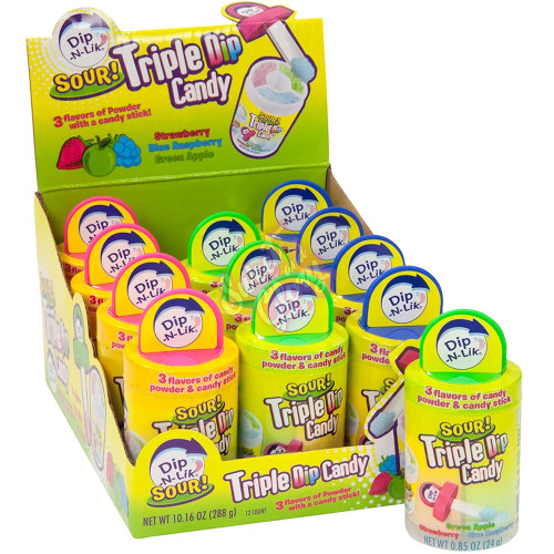 Dip-N-Lik Triple Dip Candy Sour 24g - 12ct