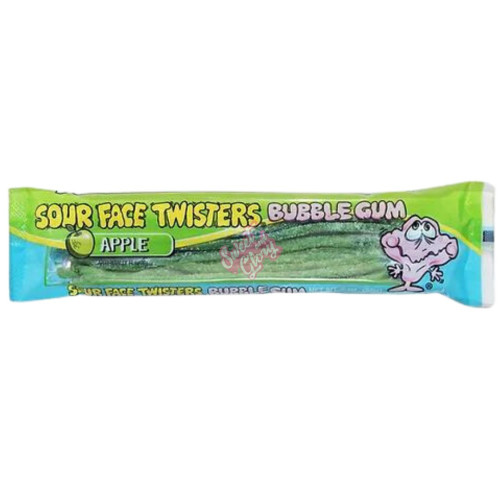 Sour Face Twisters Straws Apple Gum 57g - 12ct
