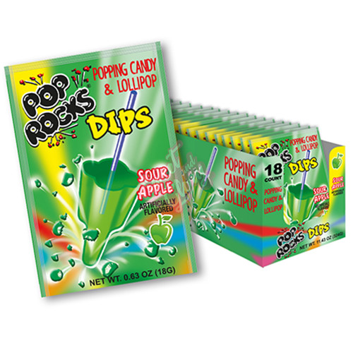 Pop Rocks Dips Sour Apple 18g - 18ct