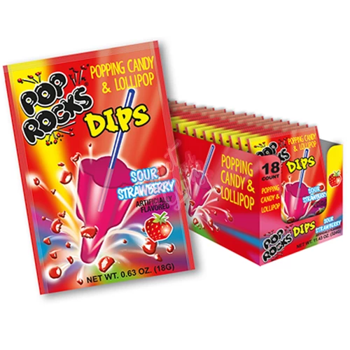 Pop Rocks Dips Sour Strawberry 18g - 18ct
