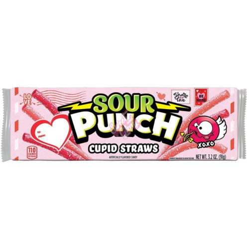 Sour Punch Valentines Straws 91g - 24ct