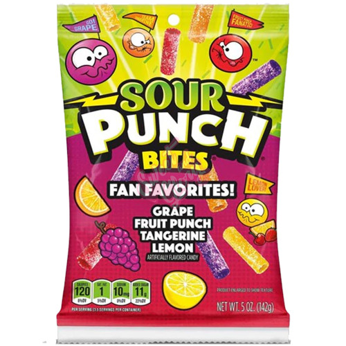 Sour Punch Fan Favorites Bites Peg 142g - 12ct