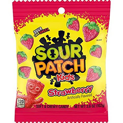 Sour Patch Kids Strawberry Peg Bag 102g - 12ct