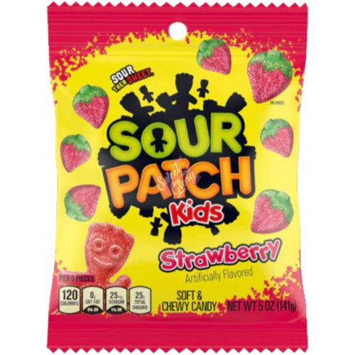Sour Patch Kids Strawberry Peg Bag 102g - 12ct