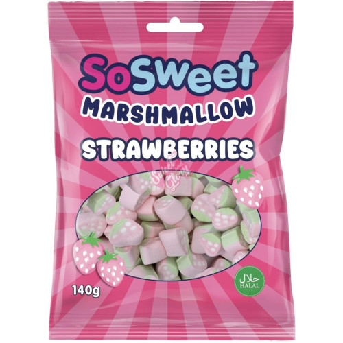 SoSweet Marshmallow Strawberries 140g - Case