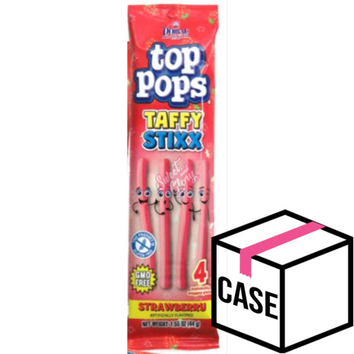 Top Pops Taffy Stixx Strawberry 44g - Case