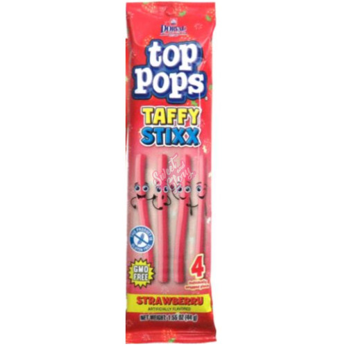 Top Pops Taffy Stixx Strawberry 44g - 12ct