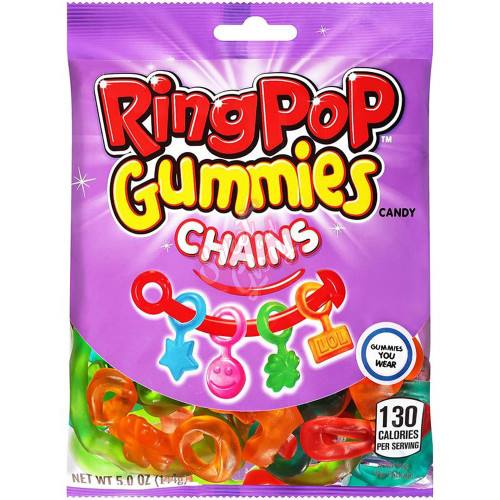 Topps Ring Pop Gummies Chains Peg Bag 144g - 12ct