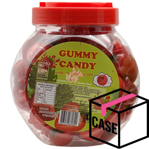 Gummy Candy Jar Strawberry 10g - Case