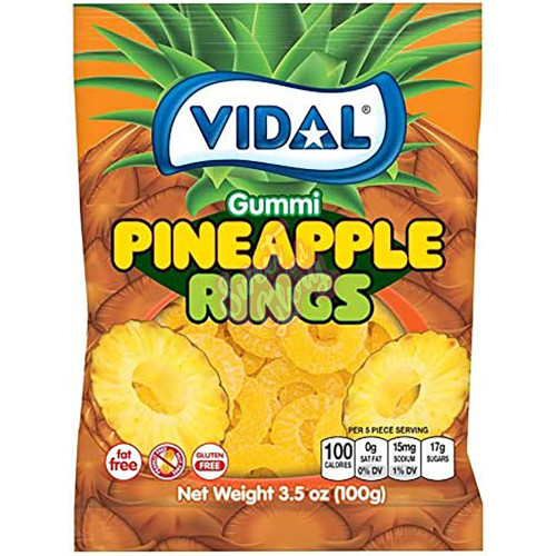 Vidal Pineapple Rings Peg Bag 100g - 14ct