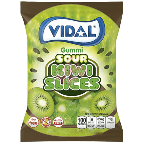 Vidal Sour Kiwi Slices Peg Bag 100g - 14ct