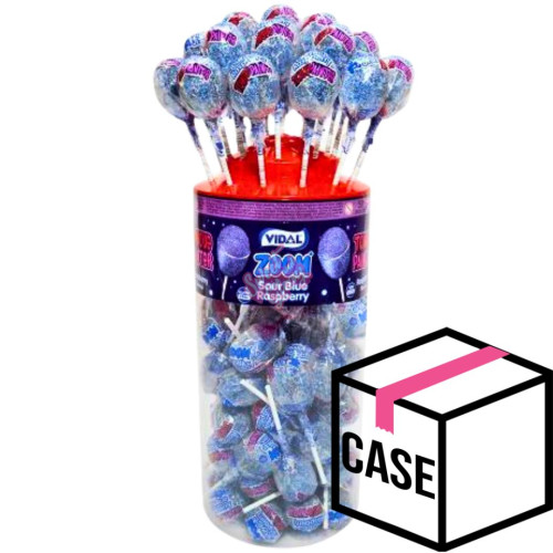 Vidal Zoom Sour Blue Raspberry Lollies 50pcs - Case