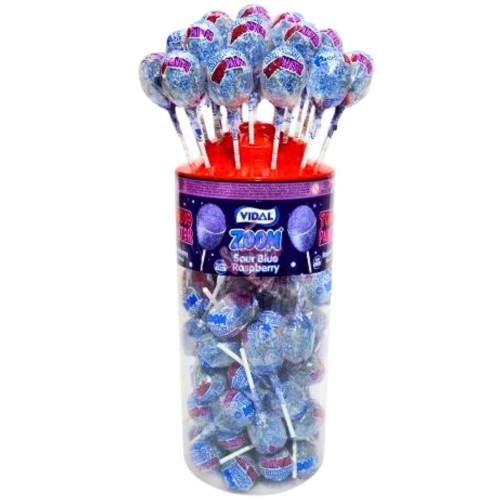 Vidal Zoom Sour Blue Raspberry Lollies 50pcs - 50ct