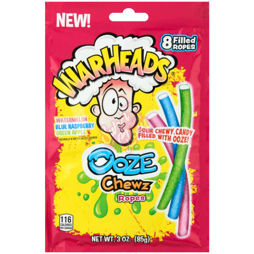 Warheads Ooze Chewz Ropes Peg Bag 85g - 12ct