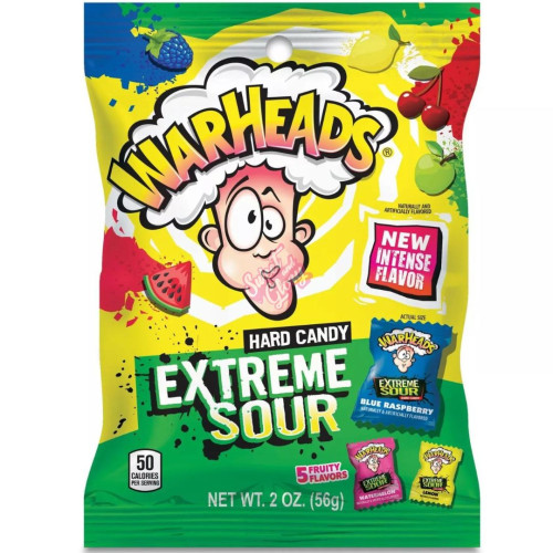 Warheads Extreme Sour Peg Bag Hard Candy 56g - 12ct