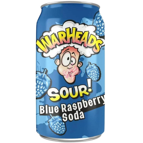 Warheads Sour Blue Raspberry Soda 330ml - 12ct