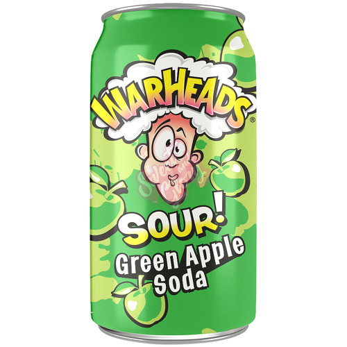 Warheads Sour Green Apple Soda 330ml - 12ct