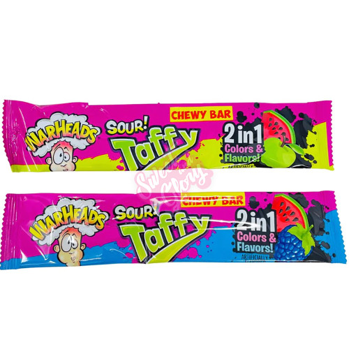 Warheads Sour Taffy Bar 2 in 1 42g - 24ct