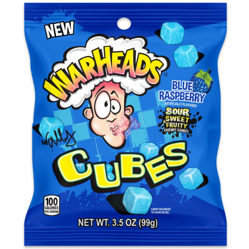 Warheads Blue Raspberry Cubes 99g - 12ct