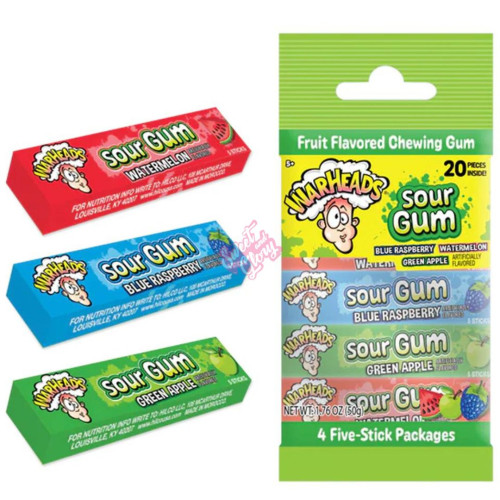 Warheads Sour Gum 4 Pack 50g - 10ct