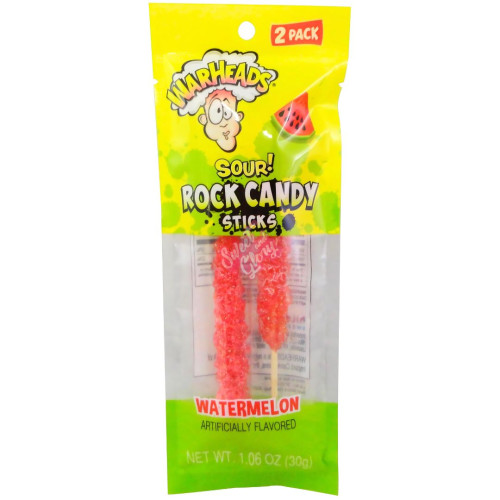 Warheads Sour Rock Candy Sticks Watermelon 30g - 12ct