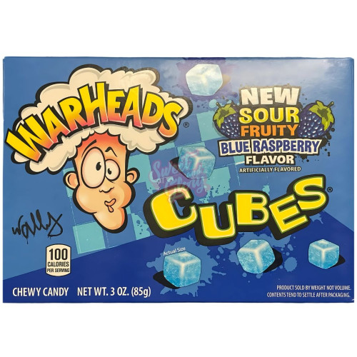 Warheads Chewy Cubes Blue Raspberry Theatre Box 85g - Case