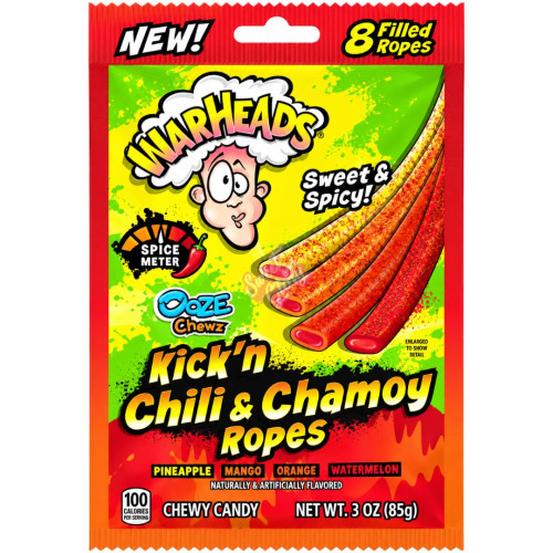 Warheads Kick'n Chilli & Chamoy Ropes 85g - 12ct