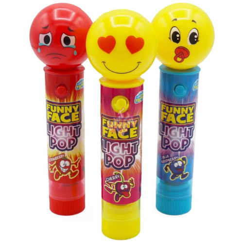 Crazy Candy Factory Funny Face Light Pop 11g - 12ct